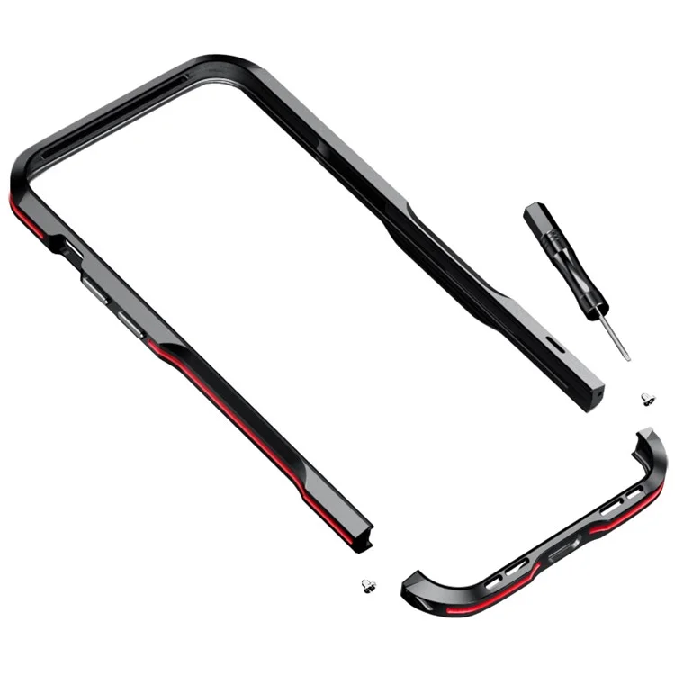 LUPHIE for iPhone 14 6.1 inch Drop-proof Metal Frame Protective Bumper Case - Black / Red