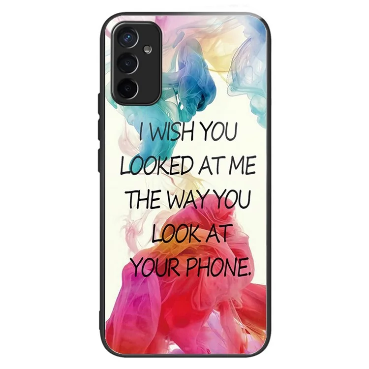 Para Samsung Galaxy M13 4G Padring Printing Caixa de Telefone Anti-arranhão TPU Tampa Traseira de Vidro Temperado Temperado - Olhou Para Mim
