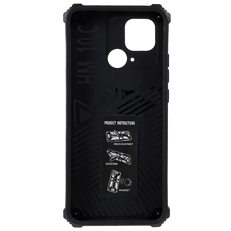 Para Xiaomi Redmi 10C 4G / Poco C40 4G Case de Teléfono Con Kickstand, Diseño de Camuflaje de Amortiguadores PC + TPU Phone Protective Shell - Verde Claro