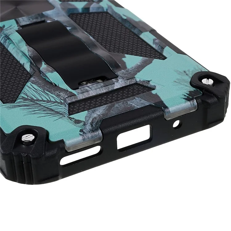 Para Xiaomi Redmi 10C 4G / Poco C40 4G Case de Teléfono Con Kickstand, Diseño de Camuflaje de Amortiguadores PC + TPU Phone Protective Shell - Verde Claro