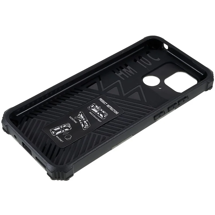 Para Xiaomi Redmi 10C 4G / Poco C40 4G Case de Teléfono Con Kickstand, Diseño de Camuflaje de Amortiguadores PC + TPU Phone Protective Shell - Verde Claro