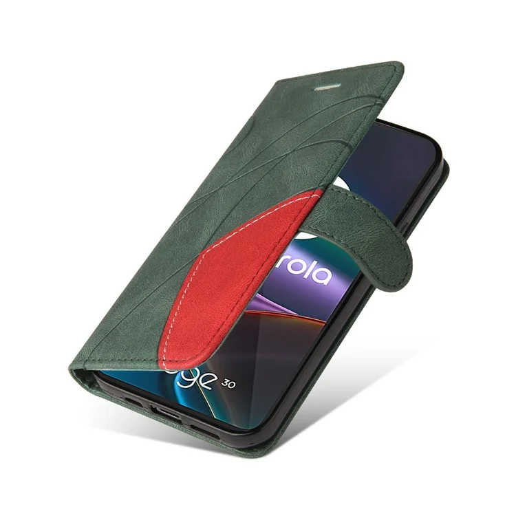 Para Motorola Edge 30 5G KT Series de Cuero 1 Suplupo de Doble Color Flip Flip PU Cuero de Cuero Filón Protector de Teléfono Con Correa - Verde