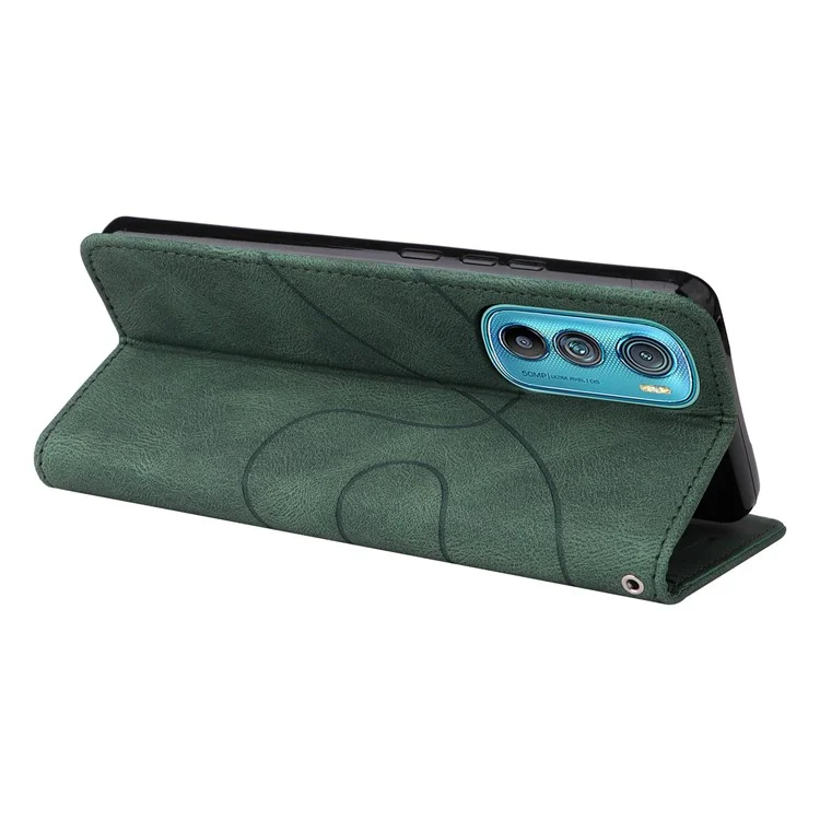 Para Motorola Edge 30 5G KT Series de Cuero 1 Suplupo de Doble Color Flip Flip PU Cuero de Cuero Filón Protector de Teléfono Con Correa - Verde