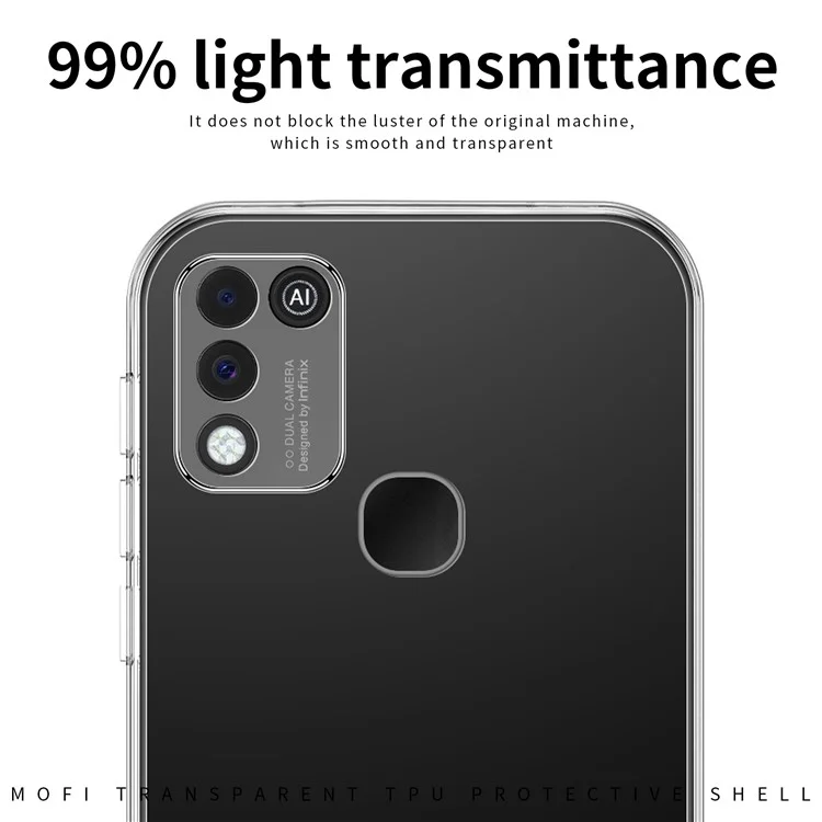 MOFI Para Infinix Hot 10 Play Crystal Clear Soft TPU Case Anti-scratch Teléfono Trasero
