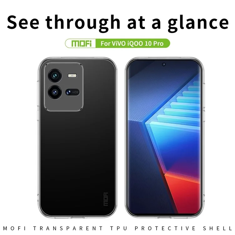 MOFI Für Vivo Iqoo 10 Pro 5G Transparent Fexlible TPU Telefon Case Ultra Slim Mobiltelefon Zurück -deckung