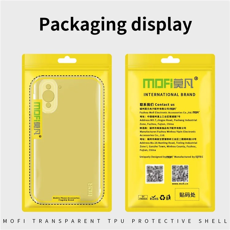 MOFI Para Huawei Nova 10 Pro 4G Ultra Slim Fexlible TPU Thobla Probactura Case de Teléfono Móvil Transparente Tapa Trasera Protectora