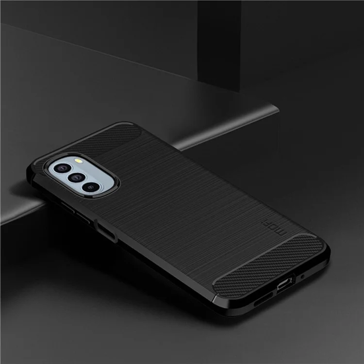 MOFI JK TPU Série-1 para Motorola Moto G42 4G Anti-risco Anti-choque Soft TPU Capa de Celular Superfície Escovada Fibra de Carbono Capa - Preto