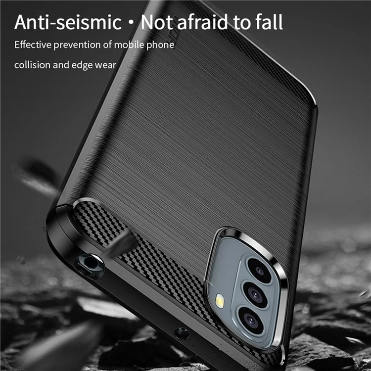 MOFI JK TPU Série-1 para Motorola Moto G42 4G Anti-risco Anti-choque Soft TPU Capa de Celular Superfície Escovada Fibra de Carbono Capa - Preto