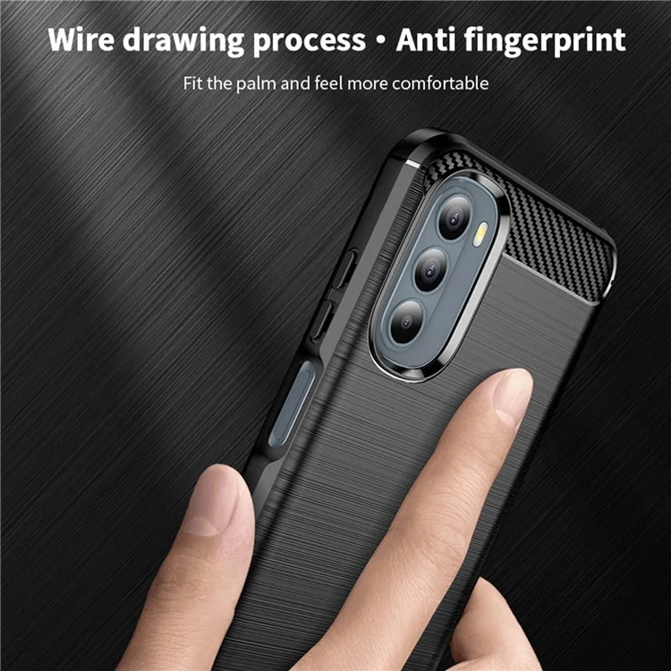 MOFI JK TPU Série-1 para Motorola Moto G42 4G Anti-risco Anti-choque Soft TPU Capa de Celular Superfície Escovada Fibra de Carbono Capa - Preto