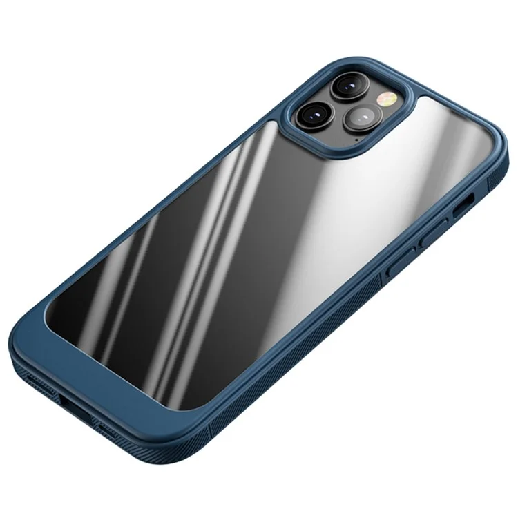 Soft Armor Series for iPhone 14 6.1 inch Clear PC Back + Soft TPU Frame Phone Cover Scratch-Resistant Protective Case - Blue