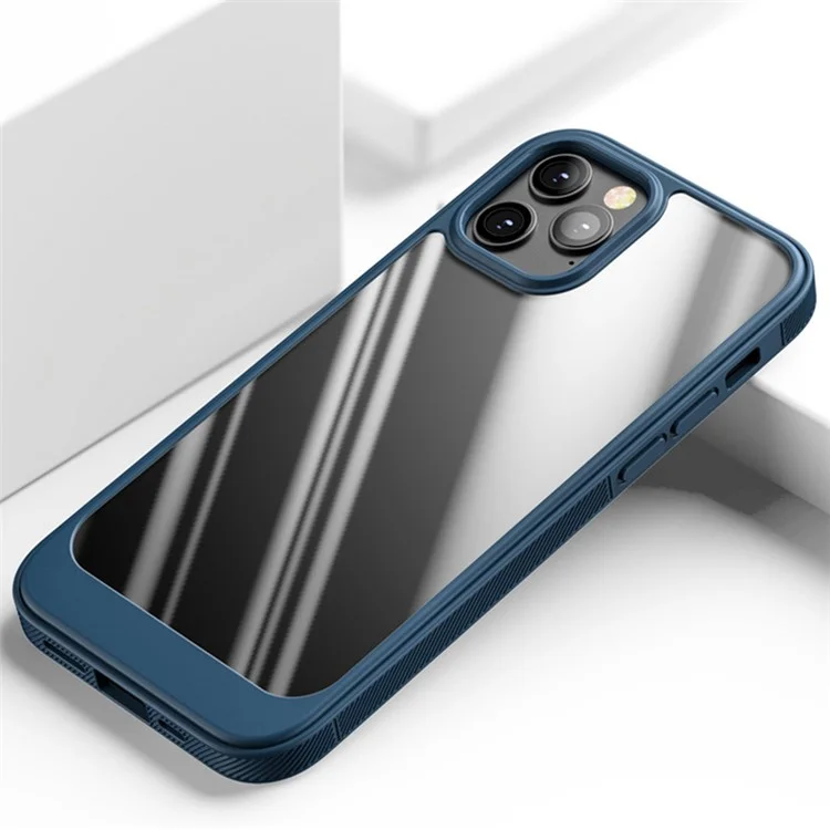 Soft Armor Series for iPhone 14 6.1 inch Clear PC Back + Soft TPU Frame Phone Cover Scratch-Resistant Protective Case - Blue