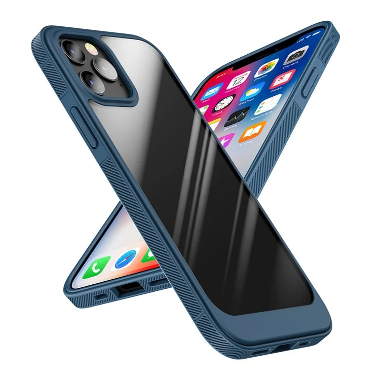 Soft Armor Series for iPhone 14 6.1 inch Clear PC Back + Soft TPU Frame Phone Cover Scratch-Resistant Protective Case - Blue