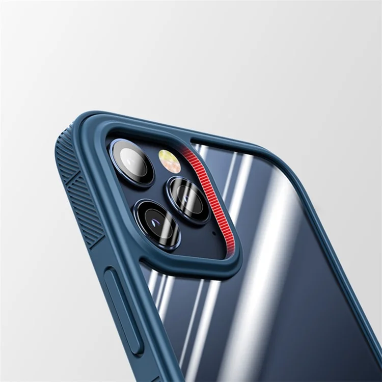 Soft Armor Series for iPhone 14 6.1 inch Clear PC Back + Soft TPU Frame Phone Cover Scratch-Resistant Protective Case - Blue