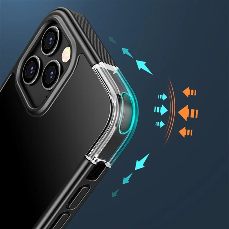 Soft Armor Series for iPhone 14 6.1 inch Clear PC Back + Soft TPU Frame Phone Cover Scratch-Resistant Protective Case - Blue