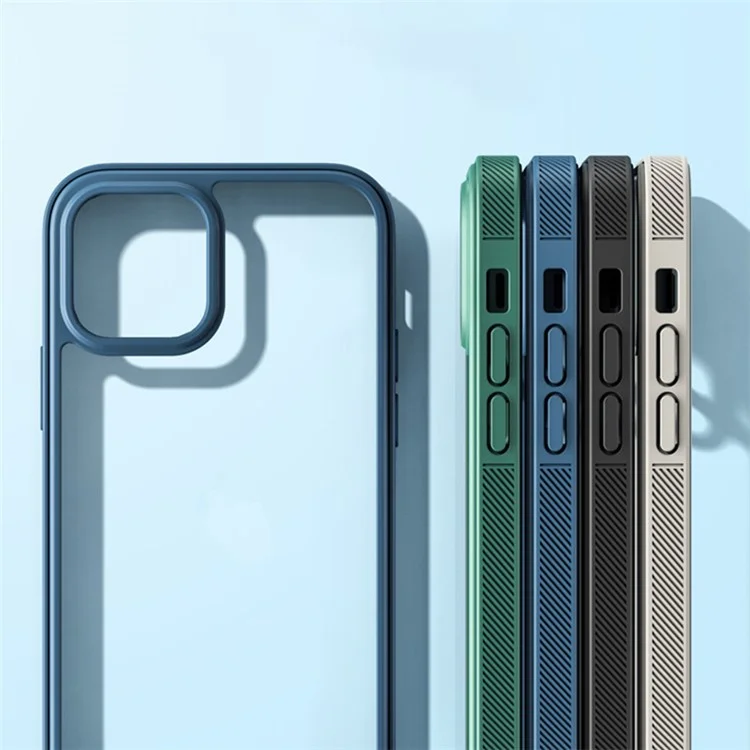 Soft Armor Series for iPhone 14 6.1 inch Clear PC Back + Soft TPU Frame Phone Cover Scratch-Resistant Protective Case - Blue