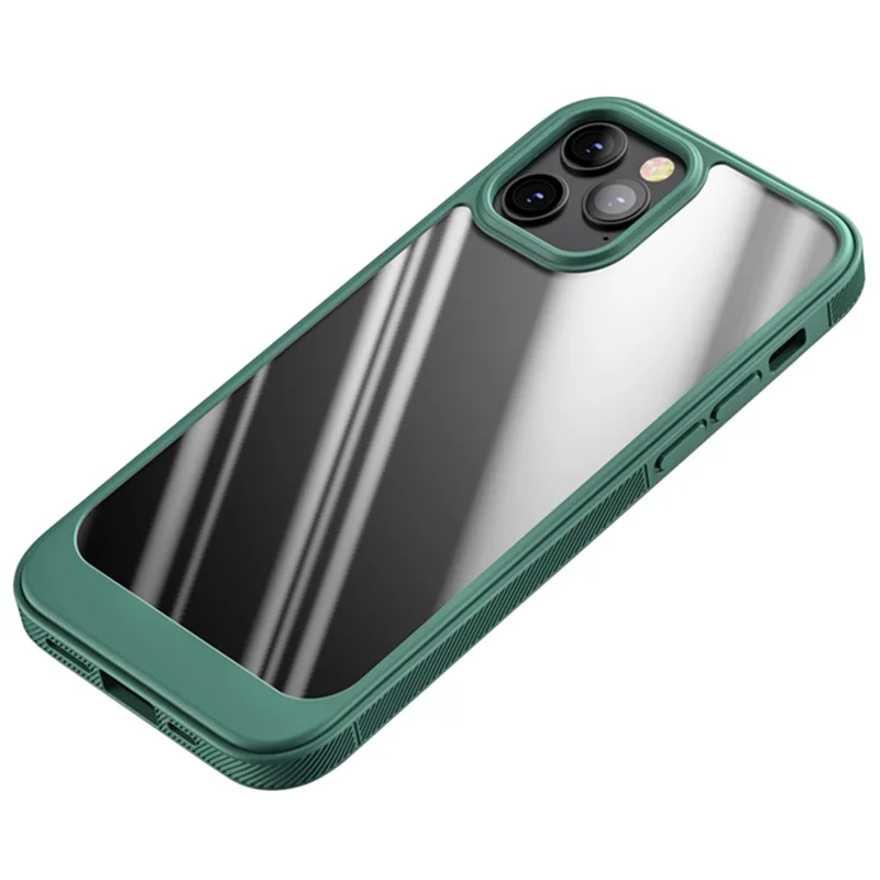 Soft Armor Series for iPhone 14 6.1 inch Clear PC Back + Soft TPU Frame Phone Cover Scratch-Resistant Protective Case - Green