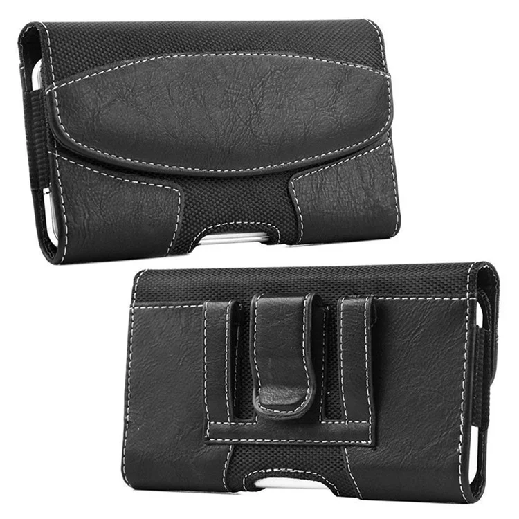 Multifunction Mobile Phone Bag for 6.9-7.2-inch Cell Phones PU Leather Waist Pouch (XXXL) - Black