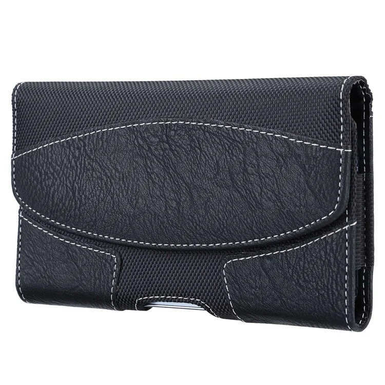 PU Leather Waist Bag for 4.9-6.5-inch Cell Phones Scratch Resistant Pouch (XL) - Black