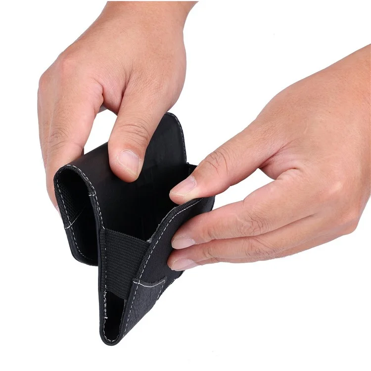 PU Leather Waist Bag for 4.9-6.5-inch Cell Phones Scratch Resistant Pouch (XL) - Black