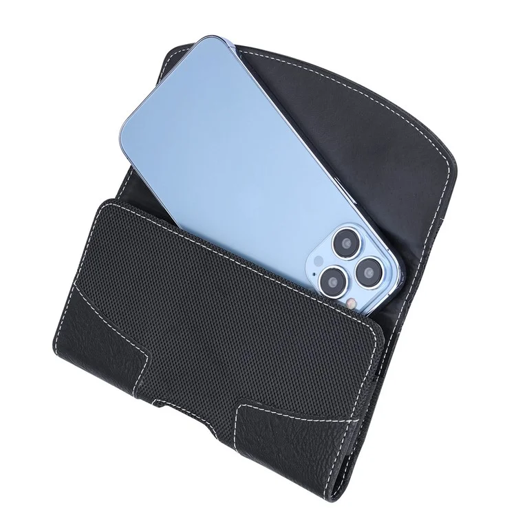 PU Leather Waist Bag for 4.9-6.5-inch Cell Phones Scratch Resistant Pouch (XL) - Black