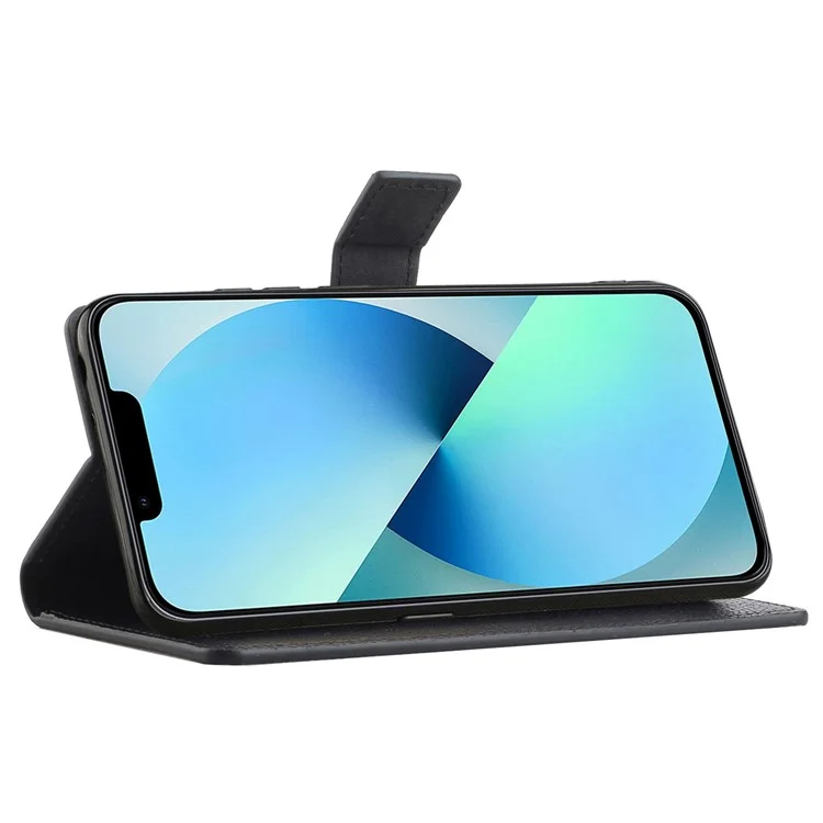 Per Iphone 14 Pro Max 6,7 Pollici Litchi Texture PU Case in Pelle Portafoglio Full Protection Cover Del Telefono - Nero