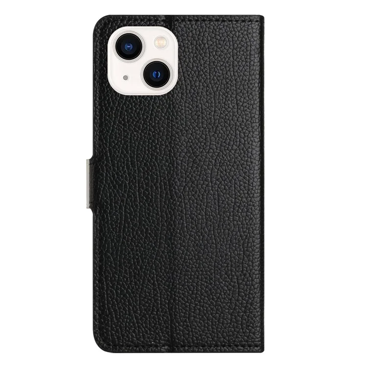 Para Iphone 14 Máximo de 6,7 Polegadas PU Stand Magnetic Cast Case Litchi Texture Texture Phone Cartlet Tampa - Preto