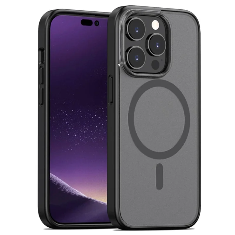 TPU+PC Case for iPhone 14 Plus Anti-Fall Magnetic Cover Shockproof Slim Case - Black