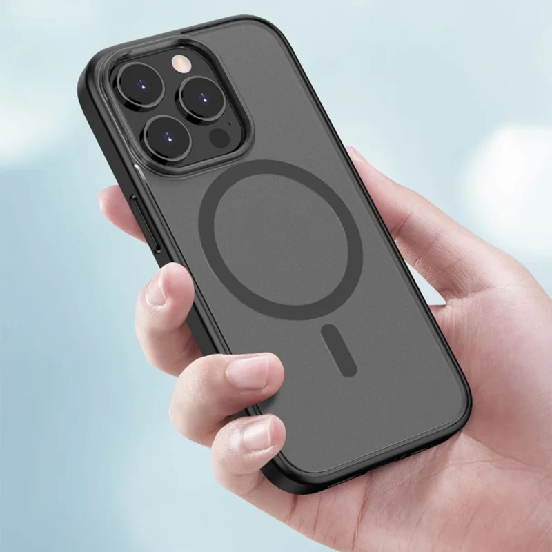 Etui antywibracyjne TPU+PC na iPhone'a 14 Pro 6,1 cala, magnetyczna pokrywa odporna na wstrząsy, cienkie etui z pełną ochroną - Czarny
