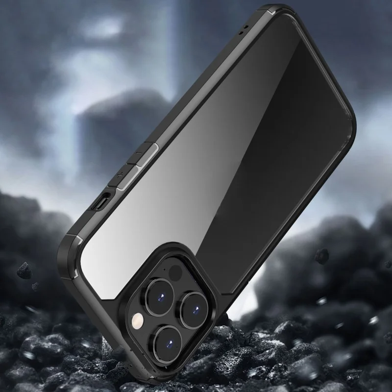 For iPhone 14 Pro Max 6.7 inch Protective Case PC+TPU Hybrid Shockproof Phone Cover - Black