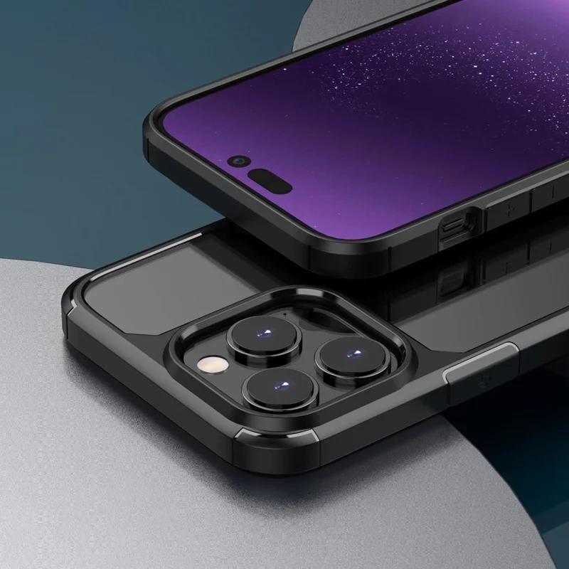 For iPhone 14 Pro Max 6.7 inch Protective Case PC+TPU Hybrid Shockproof Phone Cover - Black