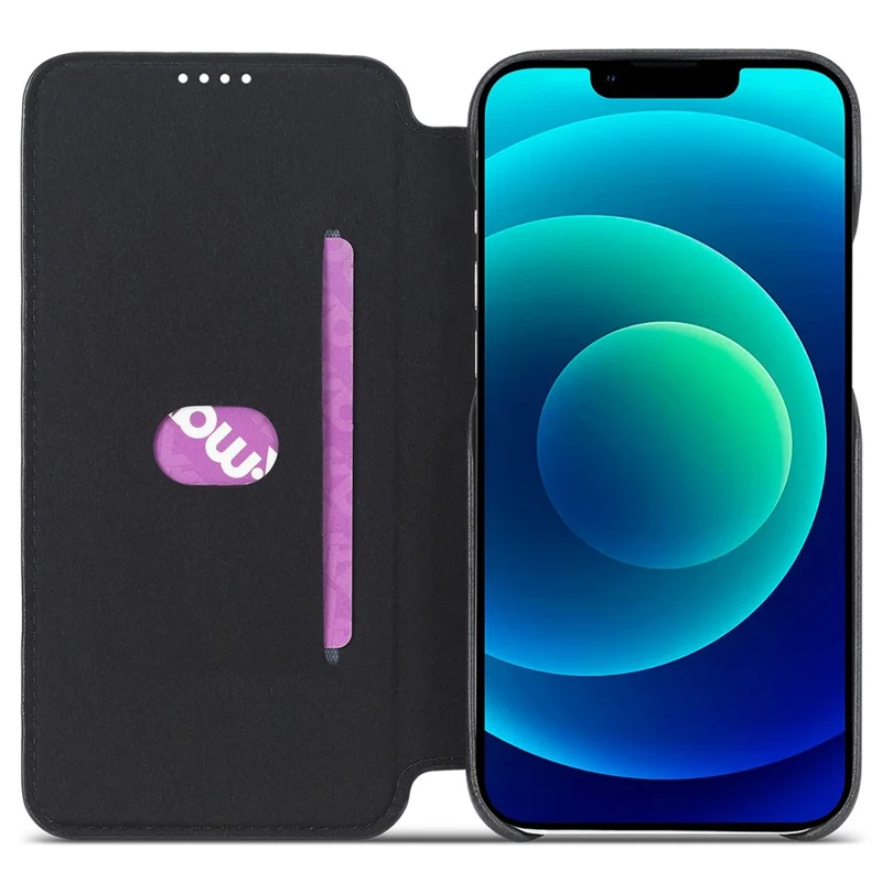 LC.IMEEKE Für iPhone 14 6.1 Zoll Kratzfeste staubdichte Handyhülle aus PU-Leder mit Ständer und Kartenfach - Schwarz