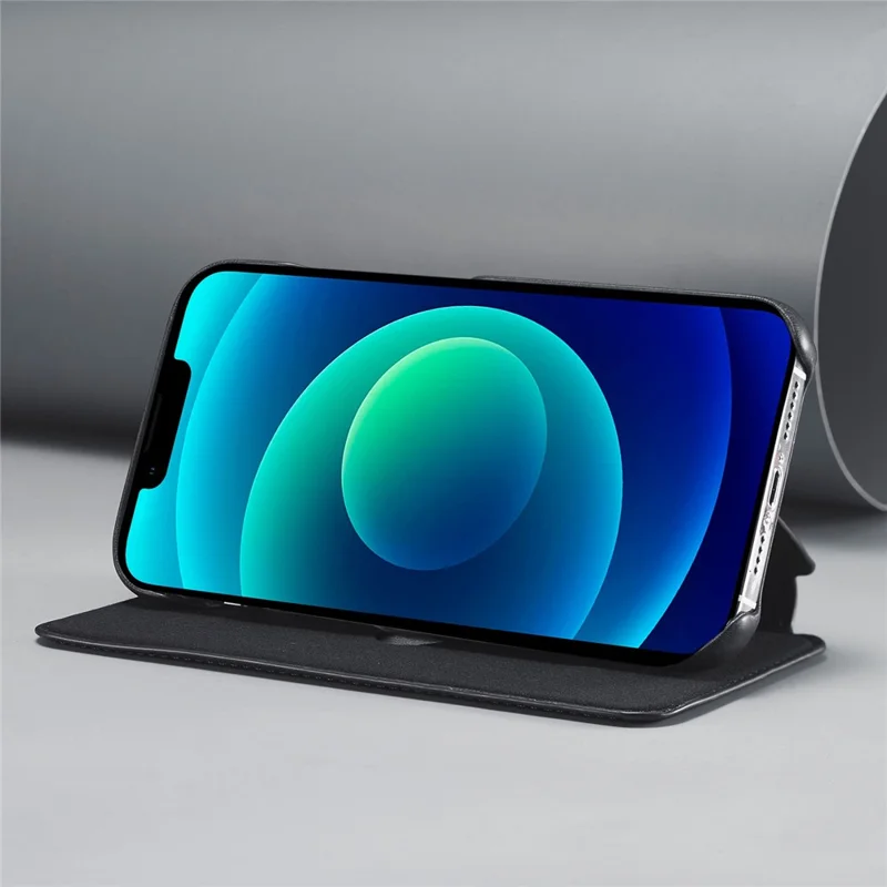 LC.IMEEKE Für iPhone 14 6.1 Zoll Kratzfeste staubdichte Handyhülle aus PU-Leder mit Ständer und Kartenfach - Schwarz