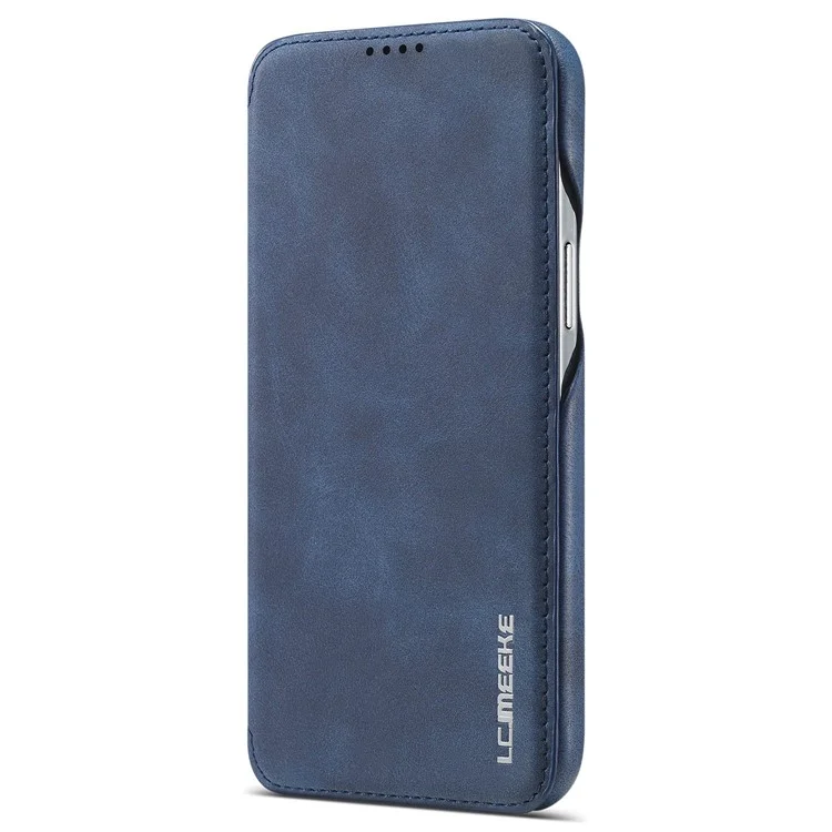 LC.IMEEKE Cell Phone Cover for iPhone 14 Plus, Anti-fingerprint PC+PU Leather Stand Phone Case with Card Slot - Blue