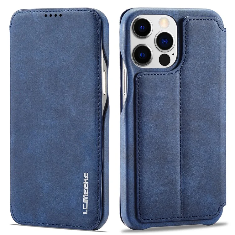 Lc. Imeeke Para Iphone 14 Pro 6.1 Pulgadas Case de Teléfonos Móviles Design Magnetic Design PU Leather+PC Case de Teléfonos Con Ranura Para Tarjetas - Azul