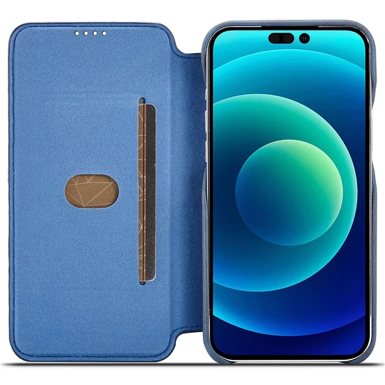 Lc. Imeeke Para Iphone 14 Pro 6.1 Pulgadas Case de Teléfonos Móviles Design Magnetic Design PU Leather+PC Case de Teléfonos Con Ranura Para Tarjetas - Azul