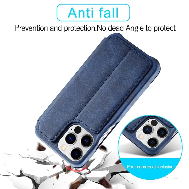 Lc. Imeeke Para Iphone 14 Pro 6.1 Pulgadas Case de Teléfonos Móviles Design Magnetic Design PU Leather+PC Case de Teléfonos Con Ranura Para Tarjetas - Azul