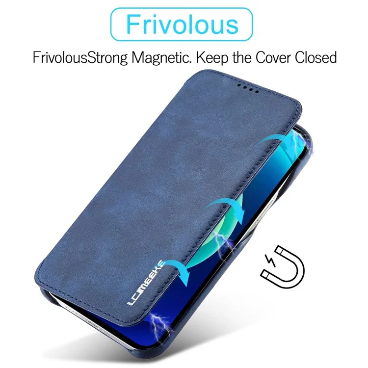 Lc. Imeeke Para Iphone 14 Pro 6.1 Pulgadas Case de Teléfonos Móviles Design Magnetic Design PU Leather+PC Case de Teléfonos Con Ranura Para Tarjetas - Azul