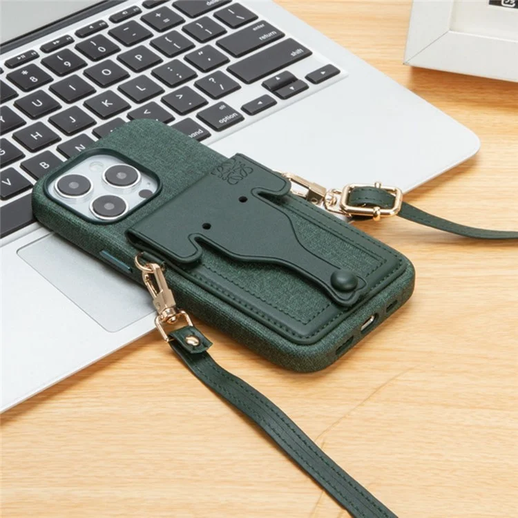 For iPhone 14 Plus Elephant Shaped Card Holder Mobile Phone Cover PU Leather Coated Liquid Silicone Phone Case - Blue