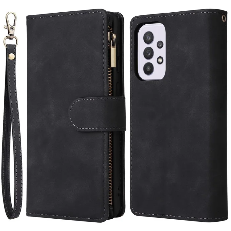 Para Samsung Galaxy A33 5G PU Cuero Ranuras Múltiples Ranuras de Stand Case de Bolsillo de Bolsillo a Prueba de Gota Tapa Del Teléfono - Negro