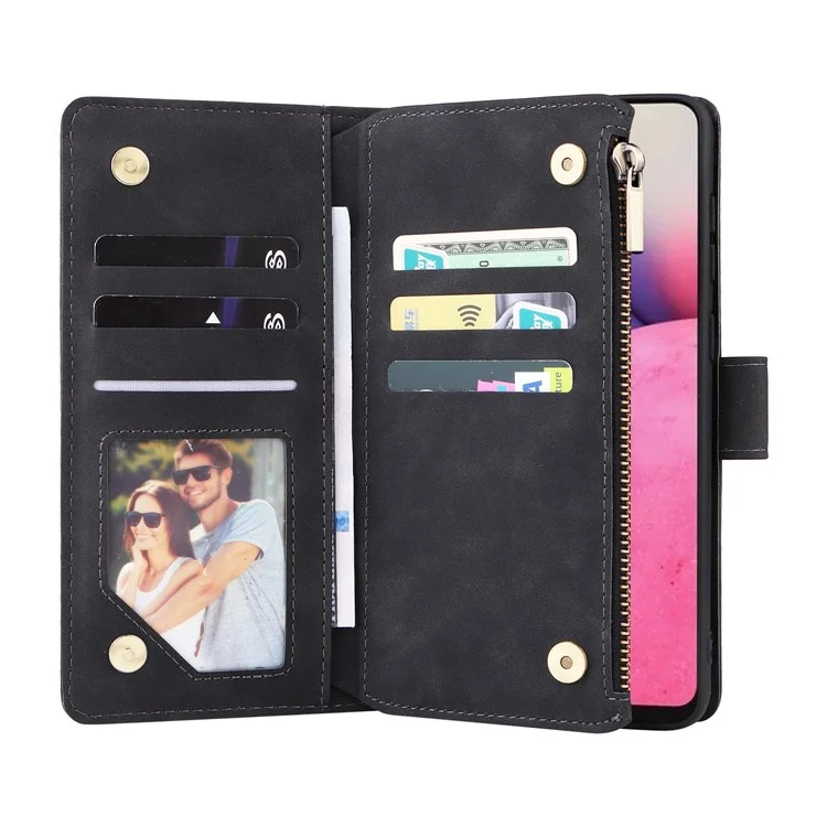 Para Samsung Galaxy A33 5G PU Cuero Ranuras Múltiples Ranuras de Stand Case de Bolsillo de Bolsillo a Prueba de Gota Tapa Del Teléfono - Negro