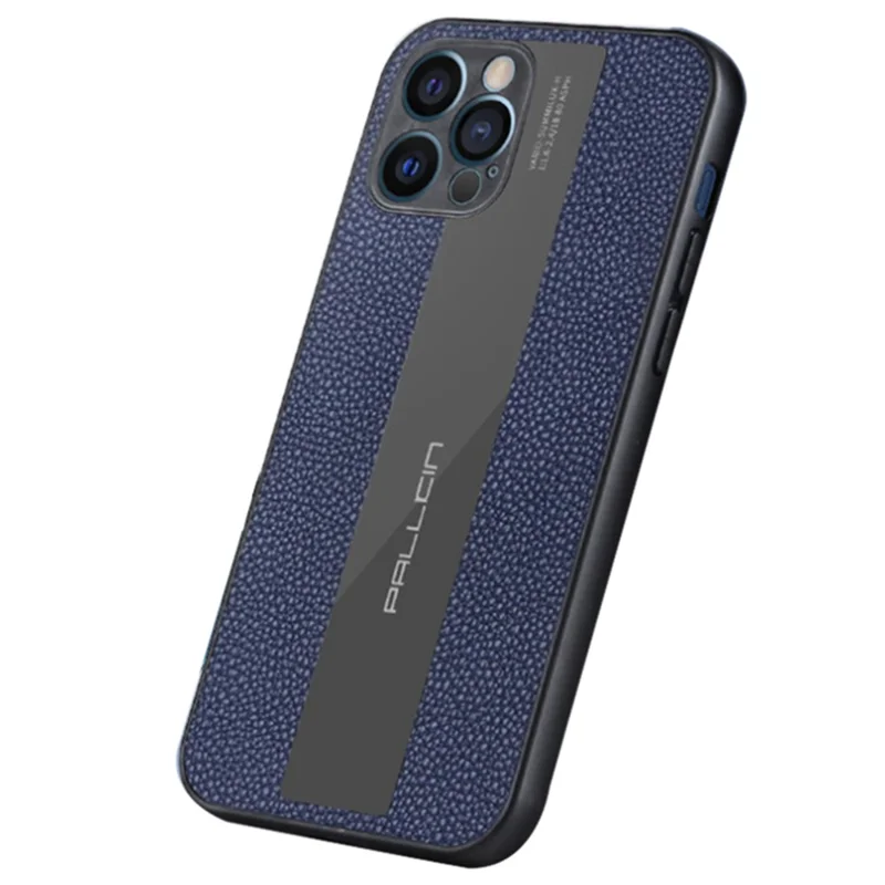 For iPhone 14 Pro Max 6.7 inch Cell Phone Case Litchi Anti-fingerprint Soft Genuine Leather+TPU Back Cover - Blue