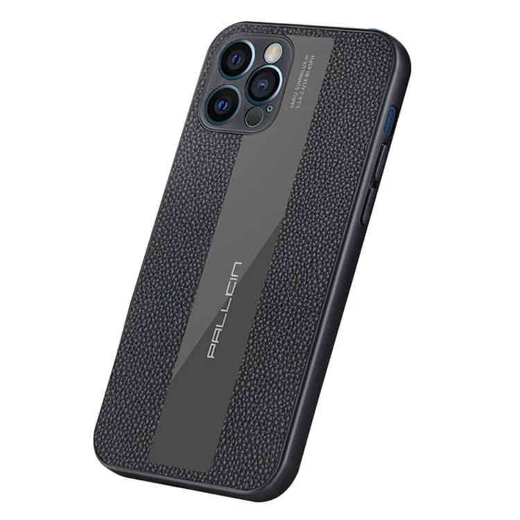 Para Iphone 14 Max 6.7 Pulgadas Case Protectora Anti-scratch Cover Genuine Leather+TPU Teléfono - Negro