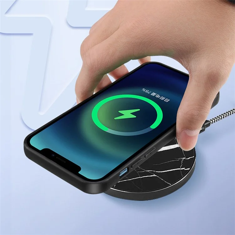 Para Iphone 14 Max 6.7 Pulgadas Case Protectora Anti-scratch Cover Genuine Leather+TPU Teléfono - Negro