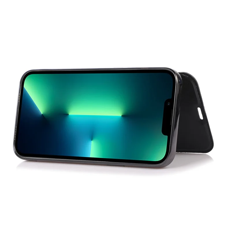 For iPhone 14 6.1 inch PU Leather Flip Case Transparent TPU Back Stand Function Electroplating Cover with Card Holder - Black