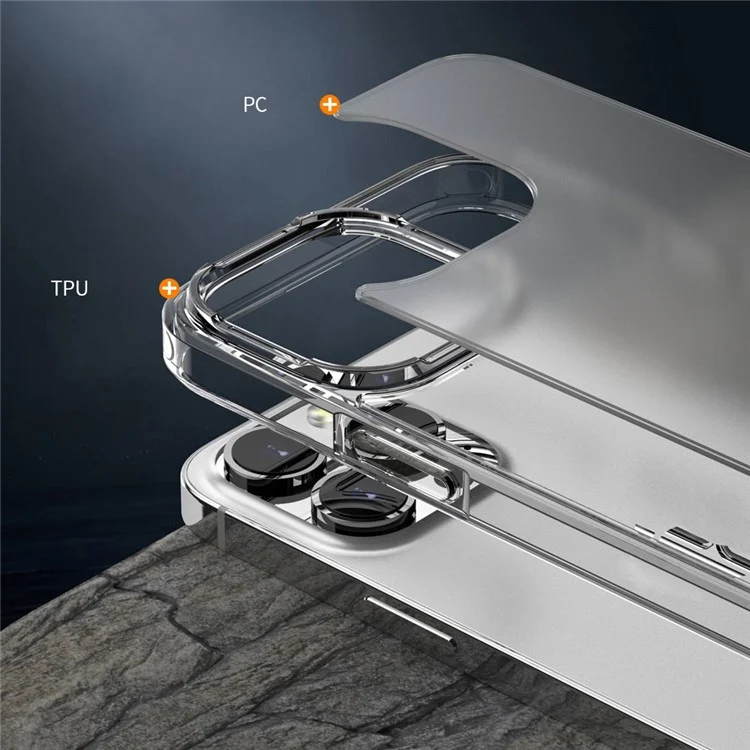 Für Iphone 14 6,1 Zoll Anti-kratzer Slim Case PC+TPU Hybrid Matte Transucent Shell Schockdelie-telefonabdeckung - Transparent