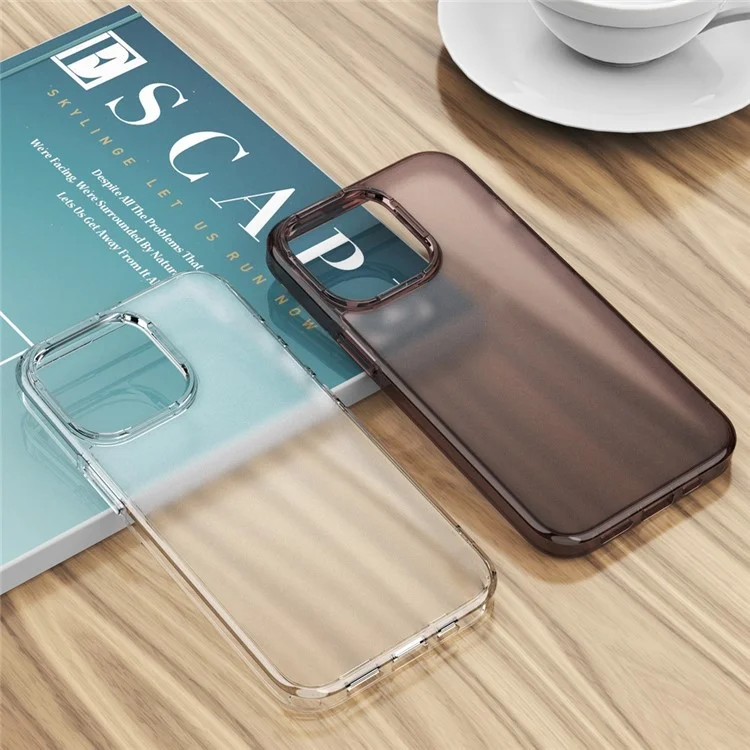 Pour Iphone 14 Max 6,7 Pouces Case de Téléphone Anti-bas pc + Tpu Hybrid Matte Translucent Shell Shockproof Téléphone Cover - Transparent