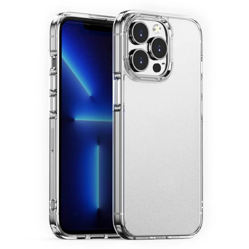 Dla iPhone 14 Pro 6,1 cala Przeźroczysta Matowa Obudowa PC+TPU Hybrydowa Ochronna Obudowa Antywypadkowa - Przeźroczysta
