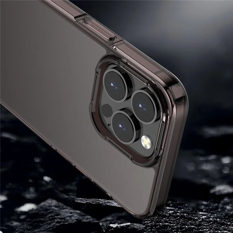 For iPhone 14 Pro Max 6.7 inch Protective Case PC+TPU Hybrid Anti-Fall Shell Translucent Matte Phone Cover - Transparent
