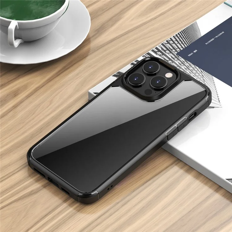 For iPhone 14 6.1 inch Shockproof Anti-scratch Mobile Phone Case PC+TPU Hybrid Back Cover - Black