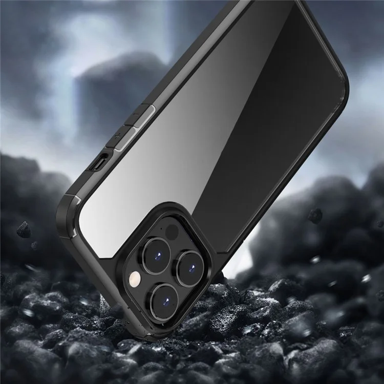 For iPhone 14 6.1 inch Shockproof Anti-scratch Mobile Phone Case PC+TPU Hybrid Back Cover - Black